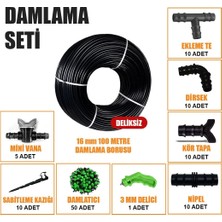 100 Metre Damla Sulama Sistemi Seti Damlama Hortumu ve Ek Parçaları Bahçe Ağaç Fidan Sebze Sulama Ekipmanları Damlama Borusu