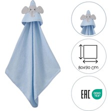 Elefun Friends 3D Kapüşonlu Bebek Havlusu – 3D Fil Nakışlı,soft Cotton, 80X90 Cm, 0–12 Ay (Mavi)