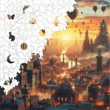 Ahşap Puzzle Yetişkin - Balon Şehri - 353 Parça, 29 x 29 cm - Yapıştırıcı Folyo Dahil - Benzersiz Şekilli Parçalar &amp; Özel Figürler - S1-10