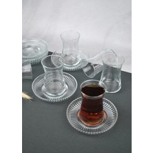 18 Parça Cam Çay Seti Takımı - Pasta Tabağı - Çay Bardağı ve Çay Tabağı Modern Kahvaltı Takımı Seti