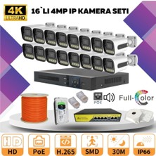 Go Vision 16'li Güvenlik Ip Kamera Seti - 4mp Dış Mekan Kamera, 3.6mm Lens, H.265, Poe, Warm LED Gece Görüşlü