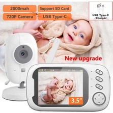 1mp Gece Görüşlü 720P Hd Bebek Izleme Kamerasi Mönitörlü Sicaklik Göstergeli Sesli ve Müzikli Kamera