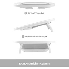 AK-779 Katlanır Bebek Yıkama Banyo Küvet 3'lü Set Beyaz-Gri