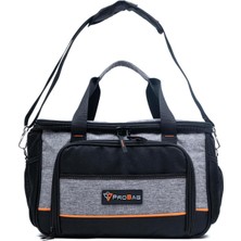 Probag Profesyonel Su Geçirmez Alet Çantası, 63 Bölmeli, Gri-Siyah, Omuz Askılı, 48X30X20 Cm, Usta ve Teknisyenler Için Dayanıklı Takım Organizatörü