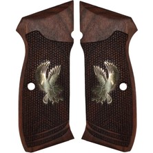 Makgrips Cz 75 A Sarı Metal Kartal Figürlü Ceviz Tabanca Kabzesi