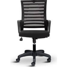 Capri Fileli Başlıksız Ofis Koltuğu Çalışma Koltuğu Ergonomik Sandalye Tilt Mekanizmalı Ayarlanabilir Siyah