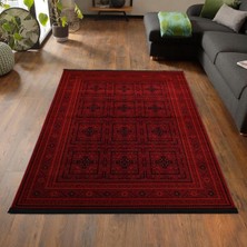 Afgan Türkmen Otantik Desenli Dokuma Bordo Oturma Odası Salon Mutfak Halısı 5969A_ZS72