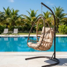Malta Tek Kişilik Rattan Bahçe Salıncağı | Açık Kahve