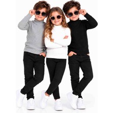 Babido Ribanalı Yarım Boğazlı Unisex Erkek ve Kız Çocukboğazlı Badi 3 Renk (3ADET)