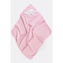 %100 Pamuk Yenidoğan Bebek Kundak Nakışlı Banyo Havlusu Pembe