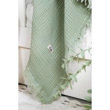 Müslin 4 Katlı Bebek Battaniyesi 110CM x 110CM%100 Doğal Organik Pamuk Yeşil Renk