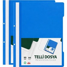 Telli Dosya Mavi A4 – 50'li - 2 Paket Plastik Klasör Delikli