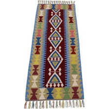 Zehra Abla Halı Yeni El Dokuma Pınarbaşı Kayseri Yün Mini Yolluk Kilim 6313 Çok Renkli-70 x 200