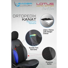 Fiat Egea Easy ile Uyumlu Lüx Deri Detaylı Oto Koltuk Kılıfı Ön Arka Takım Lotus Siyah