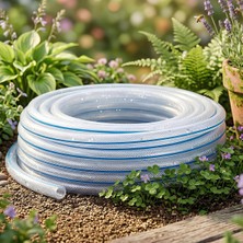 Örgülü Şeffaf Bahçe Hortumu 25 Metre Dayanıklı 3 Katlı Sağlam Çeşme Su Sulama Yıkama Hortum 12.5 mm 1/2