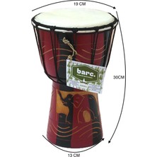 Barc Ahşap Djembe Otantik Çalgı, 30 Cm, Mahoni Ağacı, Keçi Derisi, Darbuka Davul