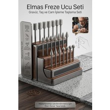 20 Parça Profesyonel Elmas Freze Ucu Seti - 3mm Şaft Gravür, Taş ve Cam Işleme Taşlama Seti
