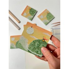 Küçük Prens Temalı Yeşil Gezegen ve Gün Batımı Desenli Postit/post-It/yapışkanlı Not Kağıdı/sticky