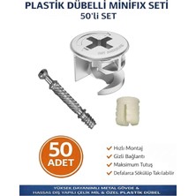 Imt Aksesuar Plastik Dübelli Minifix Gövde ve Mil Seti - Mobilya Bağlantı Elemanı (50 Adet) Metalik