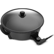 King K2101 Tavazade Çok Amaçlı Pizza Tavası | 40 Cm, 7l, 1200W, Cam Kapak