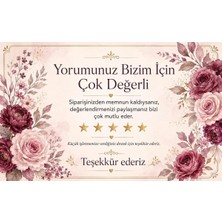 Teşekkür Kartı, Çiçekli Tasarım, Yıldız Değerlendirme Temalı, Müşteri Memnuniyeti Kartı, 8x5 Cm, 100 Adet, 200 gr Kağıda Baskı