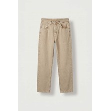 Abluka Online Erkek Baggy Fit Yıkamalı Jean Pantolon Bej
