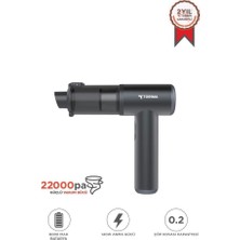 Araç Içi Süpürge 22.000PA Güçlü Emiş Usb-C Şarjlı Mini Araba El Süpürgesi Torima LT102 Siyah