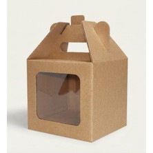 Aspak Kağıtçılık Ambalaj 13X13X12 cm Kraft Asetat Pencereli Karton Kutu– Hediye, Kupa, Mum, Kurabiye ve Çikolata Kutusu-10 Adet