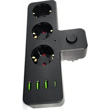 Akım Korumalı Kablosuz 3'lü Priz 3xusb + 1xtype-C 20W Çıkış Gücü 3397
