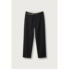 Abluka Online Erkek Slim Fit Beli Lastikli Kumaş Pantolon Siyah
