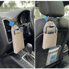 Daewoo Racer ile Uyumlu Araç Içi Deri Ceplik Telefon ve Kartlık Pratik Düzenleyici Bej
