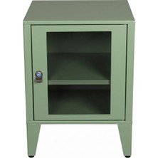 Ziglat 655 Serisi Kilitli Metal Home Office Dolabı Cam Kapaklı Yeşil 450X600X450 mm
