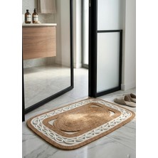 Modern Zincir Desenli Kapı Önü Banyo ve Balkon Paspası Çift Taraflı Yüksek Trafikli Iç ve Dış Mekan Giriş Paspası Klozet Önü Paspası (Hasır-Ekuri, 45X