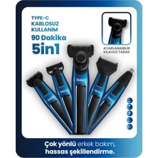 RPG6700 5in1 Erkek Bakım Kiti – Ayarlanabilir Sakal Tıraş Makinesi, Oneblade Başlık, Type-C