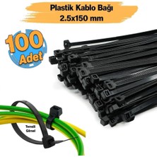 Plastik Cırt Kelepçe, Kablo Bağı Seti, Beyaz, 2.5 x 150 Mm, 100 Adet, Kendinden Kilitlemeli Dayanıklı Naylon Kelepçe, Ev, Ofis ve Endüstriyel Düzenlem