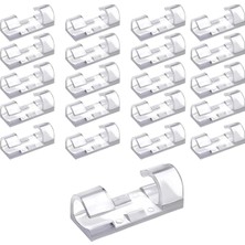 Şeffaf Yapışkanlı Kablo Düzenleyici Klips, 20 Adet, 30 × 11 × 7 mm