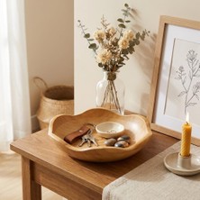Dekoratif Bambu Kase 20 cm ve 25 cm Ölçü Seçenekli, Dalgalı Kenarlı Sunum Kasesi, Çerezlik, Kuruyemiş, Kuru Meyve, Şekerlik, Anahtarlık, Takılık, Bany
