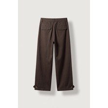 Abluka Online Erkek Bol Kalıp Premium Gabardin Pantolon Kahverengi