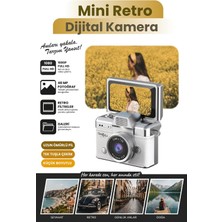 Mini Dijital Kamera Anahtarlık Kamera 1080P Ekranlı Flaşlı Selfie Video Vlog Kamerası - Gümüş