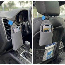 Seat Inca ile Uyumlu Araç Içi Deri Ceplik Telefon ve Kartlık Pratik Düzenleyici Gri