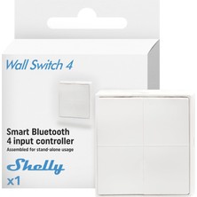 TeknoKapsül Shelly Blu Wall Switch 4 Stand-Alone – Bluetooth Şalter, Kablosuz, Uzaktan Kumanda, Çoklu Tıklama, Şifreleme, Uzun Pil Ömrü, Home Assistant ile Uyumlu, Ios Android Uygulaması