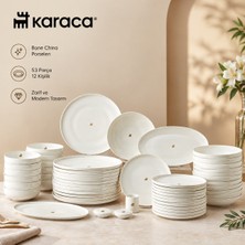 Karaca Stream Bone Merope 53 Parça 12 Kişilik Yemek Takımı Beyaz Bone Porselen Zarif Tasarım Şık Sofralar Için Modern Yemek Seti