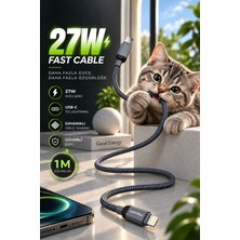 Soffany 27W Süper Hızlı Şarj Kablosu 3A Type-C To Lightning Örgülü Dayanıklı Kablo
