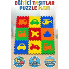 Farbu Oyuncak Eğitici Taşıtlar Çıkarılabilir Parçalı Bebek Oyun Matı 9 Parça Modüler Yapılı 90 x 90 cm Oyun Halısı