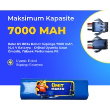Beko RS 8034 Robot Süpürge 7000 mAh  14,4 V Batarya – Orjinal Uyumlu Uzun Ömürlü, Yüksek Performans Pil