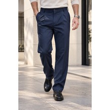 Polo State Erkek Likralı Pileli Baggy Fit Pantolon - Lacivert