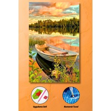 Hondep Elmas Boyama Seti 70X50CM Gün Batımında Göl Kenarı Diamond Painting Hobi (Çıtaya Gerili Değil)