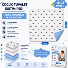CDE Desenli Çocuk Tuvalet Eğitim Pedi 75X85 cm 5 Katlı Yıkanabilir Sıvı Geçirmez Yatak Koruyucu