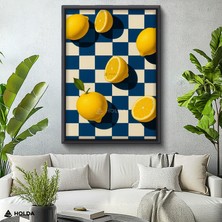 Holda Props Siyah Renk Çerçeveli Mdf Tablo Limonlar Meyve Tablosu Duvar Dekorasyonu