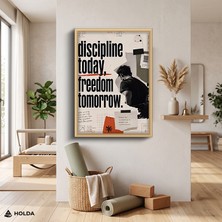 Holda Props Ahşap Renk Çerçeveli Mdf Tablo Disiplin Motivasyon Tipografi Tablo Duvar Dekorasyonu